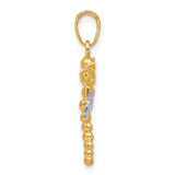 14k and White Rhodium Polished and D/C Dragonfly Pendant