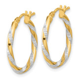 14K and White Rhodium Polished Diamond-cut Hoop Earrings - TC-3B31C4A8-5918