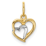 14K and White Rhodium Polished Hearts Pendant - YC-013FB2E4-6362
