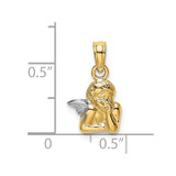 14K Angel Resting On Elbow w/ Rhodium Wing Charm