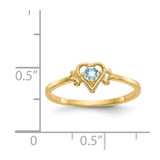 14K Aquamarine Birthstone Heart Ring
