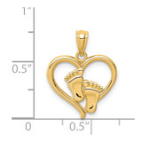 14K Baby Feet in a Heart Pendant