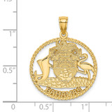 14K BAHAMAS Crest In Textured Frame Charm