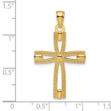 14k Beaded & Polished Cross Pendant - K9-912ADEF6-5587
