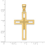 14k Beaded & Polished Double Cross Pendant - K9-A75AE2FE-1965