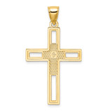 14k Beaded & Polished Double Cross Pendant - K9-A75AE2FE-1965