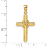 14K Beaded Center Design Cross Charm