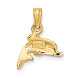 14K Blue Enamel Dolphin Charm