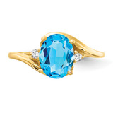 14k Blue Topaz Diamond ring