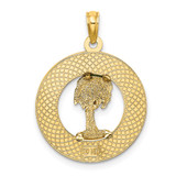 14K BLUFFTON SC Circle Enameled Palm Tree Charm