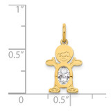 14K Boy 6x4 Oval Genuine White Topaz-April