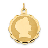 14k Boy Head on .018 Gauge Engravable Scalloped Disc Charm - XM-C98C6366-8572