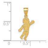 14K Boy Waving with Heart on Pocket Charm