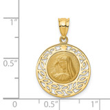 14K Brushed & Polished Virgin Mary Pendant
