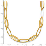 14k Brushed and Polished 7.25mm Long Oval Link 18 inch Necklace