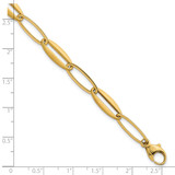 14k Brushed and Polished 7.25mm Long Oval Link 7.5 inch Bracelet