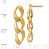 14k Brushed and Polished 8.8mm Fancy Link Dangle Post Earrings