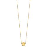 14k Brushed and Polished Diamond-cut Circle Pendant 18 inch Necklace