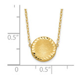 14k Brushed and Polished Diamond-cut Circle Pendant 18 inch Necklace