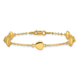 14K Brushed and Polished Puffed Hearts 7 inch Bracelet