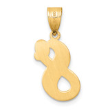 14k Brushed Border Script Number 8 Pendant