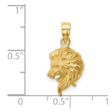 14K Brushed Diamond-cut Lion Head Pendant - D4-84D13E5C-7787
