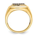 14k Champagne and White Diamond Mens Ring