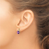 14k Checkerboard  Amethyst and Diamond Earrings