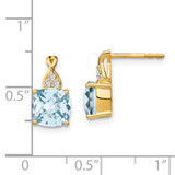 14k Checkerboard Aquamarine and Diamond Earrings