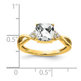 14k Checkerboard White Topaz and Diamond Ring