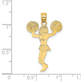 14k Cheerleader w/Pom-Poms Charm - K3-C00A7B13-7537