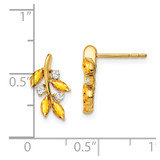 14k Citrine and Diamond Leaf Earrings