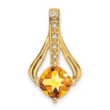 14k Citrine and Diamond Pendant - PM-D52342AE-1214