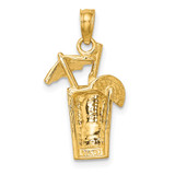 14K Cocktail Drink w/ Umbrella Charm - K7-CF07789A-9931