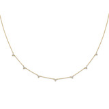 14k Complete 1 carat Diamond 3-Stone Cluster 7-Station 18 inch Necklace