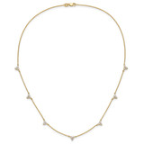 14k Complete 1 carat Diamond 3-Stone Cluster 7-Station 18 inch Necklace