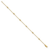 14k Complete 1/10 carat Bezel-set Diamond and Cable Chain 6-Station 7 inch Bracelet