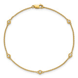 14k Complete 1/8 carat Bezel-set Diamond and Cable Chain 5-Station 7 inch Bracelet - PM-6EEAF0B2-2230
