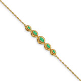 14k Complete 5-Stone Bezel-set Marquise Emerald and Chain 7 inch Bracelet