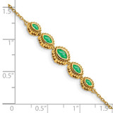 14k Complete 5-Stone Bezel-set Marquise Emerald and Chain 7 inch Bracelet