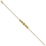 14k Complete 5-Stone Bezel-set Marquise Peridot and Chain 7 inch Bracelet