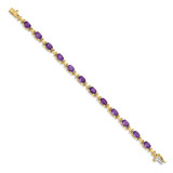 14k Complete 7x5mm Oval Amethyst X-design 7 inch Bracelet