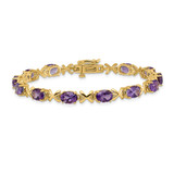 14k Complete 7x5mm Oval Amethyst X-design 7 inch Bracelet