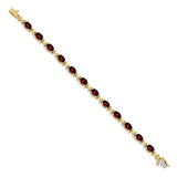 14k Complete 7x5mm Oval Garnet X-design 7 inch Bracelet