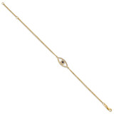 14k Complete A Diamond and Sapphire Evil Eye 2-Strand 7 inch Bracelet with 1 inch Extender