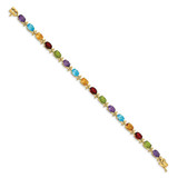 14k Complete Alternating Oval Amethyst/Peridot/Garnet/Citrine/Swiss Blue Topaz 7 inch Rainbow Bracelet
