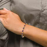 14k Complete Diamond and Oval Amethyst Floral 7 inch Bracelet