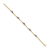 14k Complete Diamond and Oval Amethyst Heart Design 7 inch Bracelet