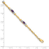 14k Complete Diamond and Oval Amethyst Heart Design 7 inch Bracelet