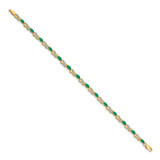 14k Complete Diamond and Oval Emerald Infinity 7.25 inch Bracelet